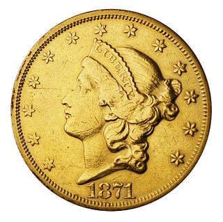 1871-S Gold double eagle $20 Liberty Coin