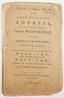 1783 Washington Address and Newburgh Conspiracy