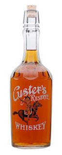Custer's Reserve Whiskey Back Bar Bottle.