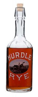 Hurdle Rye Enameled Back Bar Bottle.