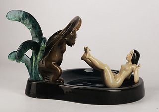 Art Deco Italian ceramic "La bella e il mostro", IGNI manufacturing