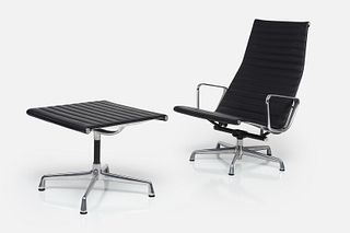 Charles + Ray Eames, 'Aluminum Group' Reclining Lounge Chair and Ottoman (2)