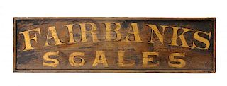 Fairbanks Scales Wooden Advertising Trade Sign.