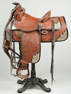 GL Lawrence Co. Saddle, Bridle, Breast Collar & Stand.