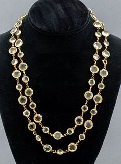 Chanel Vintage Gold-Tone Crystal Sautoir Necklace