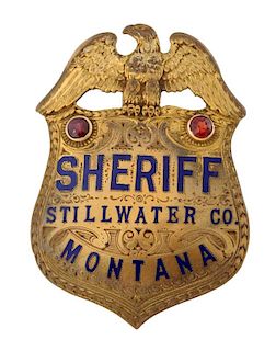 Gold Wash Sheriff Shield Badge.
