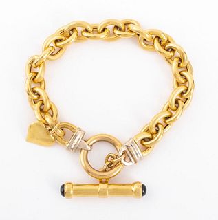 14K Yellow Gold Black Onyx Link Bracelet