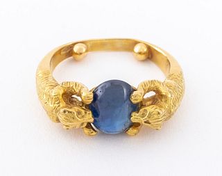 18K Yellow Gold Sapphire Panther Ring