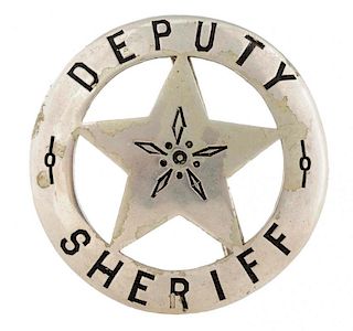 Deputy Sheriff Nickel Silver Cut-Out Star & Circle Badge.
