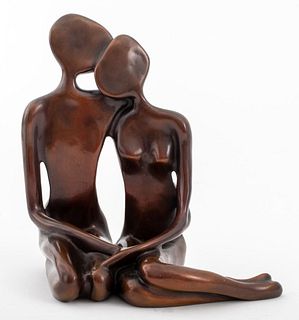 John Kennedy Seated Nude Couple Bronze Sculpture