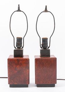 Jean-Claude Mahey Manner Burl Wood Table Lamp, 2