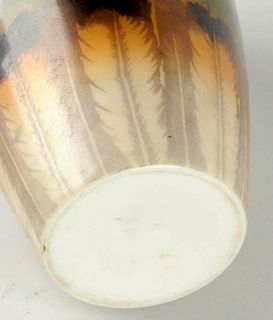 Native American & Buffalo Painted Vase.