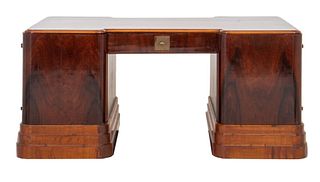 Art Deco Rosewood Veneer Double Pedestal Desk