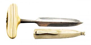 New Orleans Style Ivory Handled Punch Dagger Bowie.
