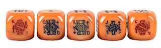 Lot Of 5: Ivory Dice.