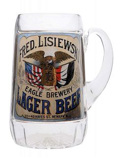 Fred Lisiewski Lager Beer Reverse On Glass Mug.