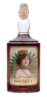 Whiskey Back Bar Bottle With Image Of Woman.