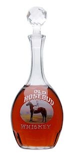 Old Rosebud Whiskey Enameled Back Bar Bottle.