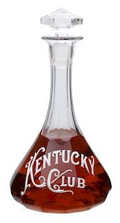 Kentucky Club Enameled Whiskey Bottle.