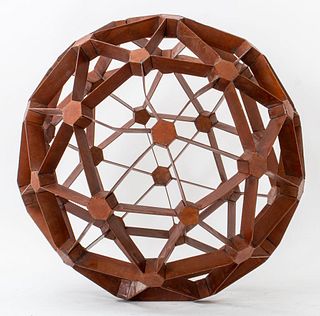 Modern Polyhedral Patinated Metal Sculpture