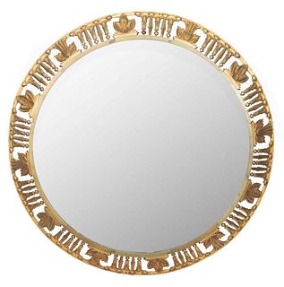Art Deco Gilt Bronze Round Mirror
