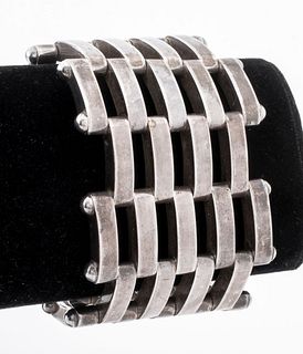 Vintage Sterling Silver Wide Gate Link Bracelet