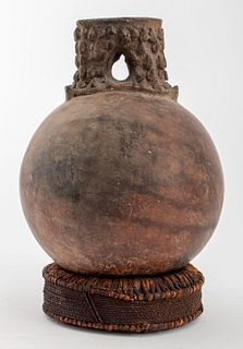 African Lobi Double Spouted Vessel with Spikes