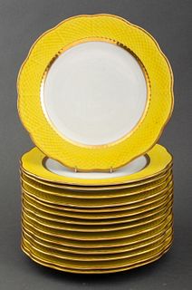 Herend Porcelain "Hubay Yellow" Chargers, 15