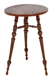 Ottoman Turkish Wire Inlaid Rosewood Table, 19 c
