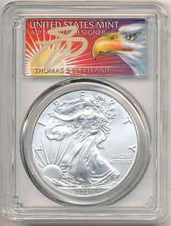 2021 American Silver Eagle PCGS MS70 First Strike Signed By Thomas S. Cleveland