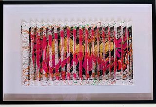 E.M. Zax One-Of-A-Kind 3D Polymorph Mixed Media On Paper "PEACE & LOVE"
