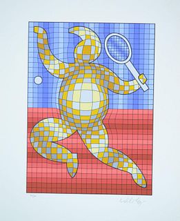 Victor Vasarely Serigraph "Tennis Player"