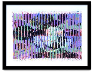 E.M. Zax One-of-a-kind 3D polymorph mixed media on paper "Mickey"