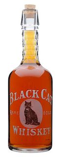 Black Cat Whiskey Enameled Bar Bottle.