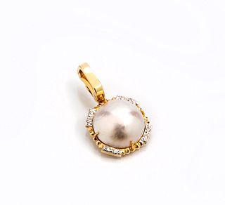 Diamond, Mabe Pearl and 14K Pendant