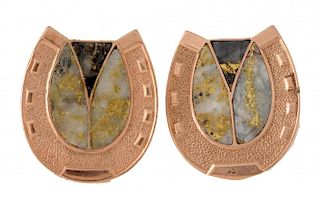 Pair of Solid Gold Cufflinks Horseshoe Design.