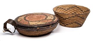 NATIVE AMERICAN AND POSSIBLY OTHER WOVEN BASKETS, LOT OF TWO