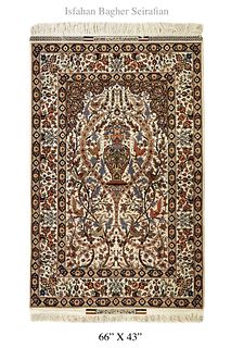 An Exquisite Iran Persian Isfahan Authentic Signed Bagher Seirafian Rug