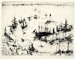 Armin Hansen (1886-1957) 'Snug Harbor, 1928'