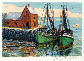 Harry Shokler (1896-1978) 'Fishing, Quai, Brittany'