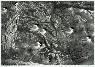 Stow Wengenroth (1906-1978) 'The Chickadees, Corea, Maine, 1953'