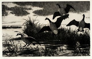 Aiden Lassell Ripley (1896-1969) 'Geese, c.1930'