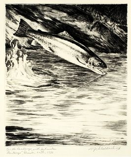 William Joseph Schaldach (1896-1982) 'Shady Pool, Trout Jumping, 1929'