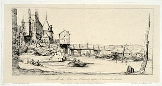 Charles Meryon (1821-1868) 'Passerelle Du Pont-Au-Change, Paris, 1860'