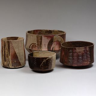 Group of Four Somluk Pantiboon Glazed Earthenware Vessels
