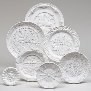 Set of Seven Studio Job Biscuit Plates in Graduated Sizes