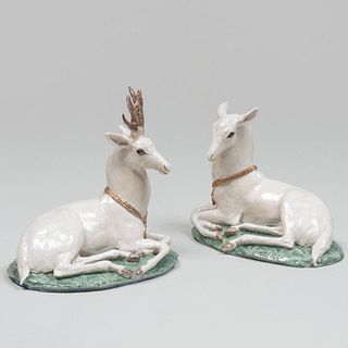 Lady Anne Gordon Porcelain Model of a Stag and a Doe