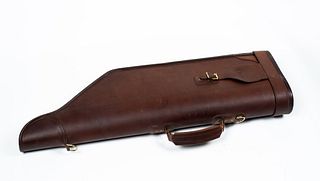 A Vintage Orvis Leather and Shearling Shotgun Case