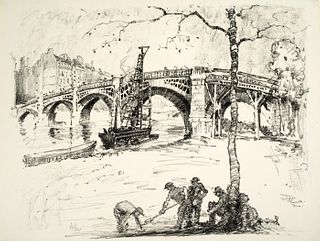 Howard Leigh (1896-1981) 'Pont de la Tournelle, Paris, 1920'