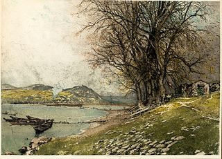 Luigi Kasimir (1881-1962) 'Vienna, Danube Landscape, c.1920'